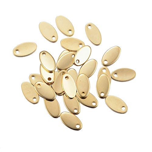 PH PandaHall 100PCS 1mm Oval Stamping Blank Tags Golden Stainless Steel Blank Charms Oval Shape Pendants Charms for Stamping Engraving Bracelets Necklaces Jewelry Making PH PandaHall 100PCS 1mm Oval Stamping Blank Tags Golden Stainless Steel Blank Charms Oval Shape Pendants Charms for Stamping Engraving Bracelets Necklaces Jewelry Making