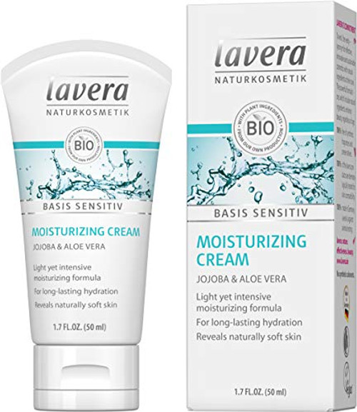 lavera basis sensitiv Moisturizing Face Cream  Mild Hydrating Facial Moisturizer with Organic Jojoba Oil   Aloe Vera protects the skin for a soft and supple feeling  1 7 Oz