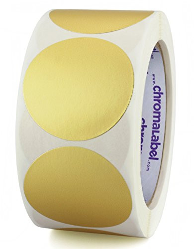 ChromaLabel 2 inch Color Code Dot Labels   500 Roll  Metallic Gold