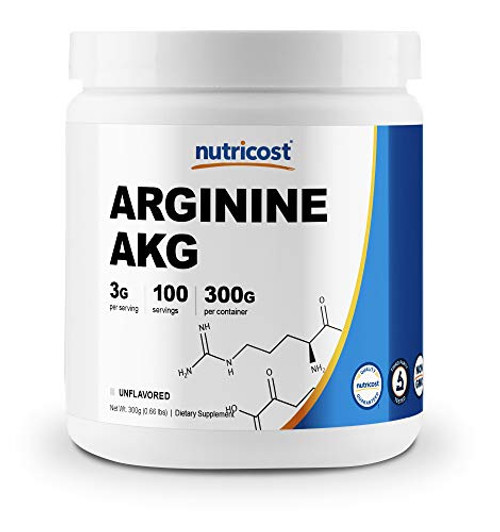 Nutricost Arginine AKG Powder 300 Grams AAKG 3G Per Serving 100 Servings Pure Arginine Alpha Ketoglutarate Nutricost Arginine AKG Powder 300 Grams AAKG 3G Per Serving 100 Servings Pure Arginine Alpha Ketoglutarate