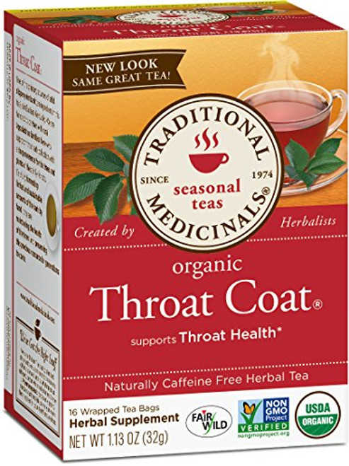 Traditional Medicinals Organic Throat Coat Seasonal Tea, 16 Tea Bags (Pack of 6) Traditional Medicinals Organic Throat Coat Seasonal Tea, 16 Tea Bags (Pack of 6)