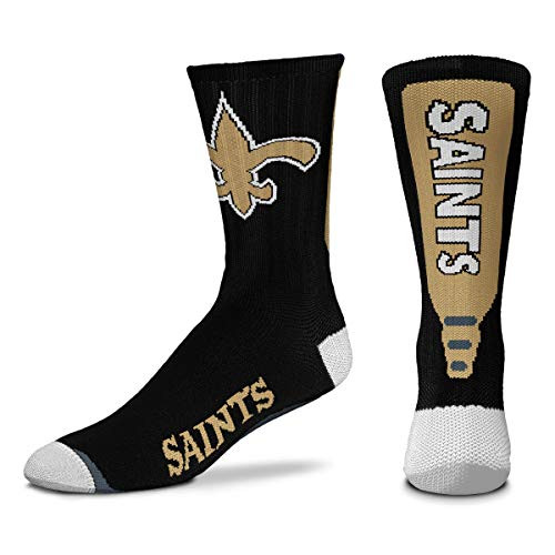 For Bare Feet   NFL Jump Key Black Socks  New Orleans Saints  Large  10 13