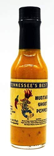 Tennessee s Best Mustard Ghost Pepper Hot Sauce   5 oz Bottle   Tennessee s Hottest Sauce   Small Batch and Hand Packed   Mustard Ghost Pepper