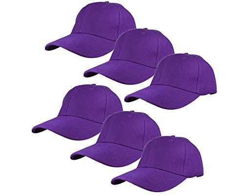 Gelante Plain Blank Baseball Caps Adjustable Back Strap Wholesale Lot 6 Pack   001 Purple 6Pcs