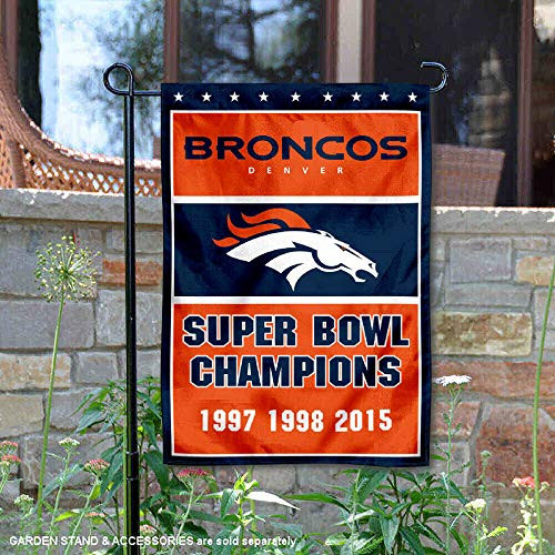WinCraft Denver Broncos 3 Time Super Bowl Champions Double Sided Garden Flag