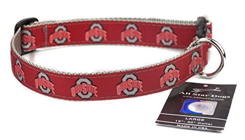 All Star Dogs Ohio State Buckeyes Ribbon Dog Collar   Large