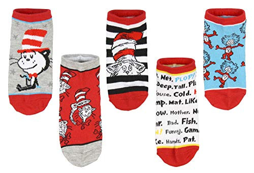 Dr  Seuss Socks Kids Cat In The Hat Thing 1 Thing 2 Ankle No Show Socks   5 Pack For Boys Or Girls