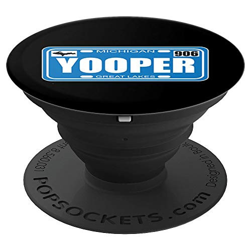 Yooper Michigan License Plate 906 Upper Peninsula PopSockets Grip and Stand for Phones and Tablets