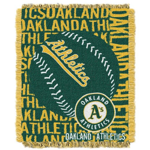 MLB Oakland Athletics  Double Play  Woven Jacquard Throw Blanket  48  x 60