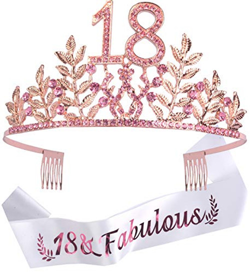 18th Birthday Decorations Party Supplies  18th Birthday Gifts  Pink 18th Birthday Tiara and Sash  18th Pink Satin Sash   FABULOUS  18th Birthday Party Supplies and Decorations  Happy 18th Birthday Party Supply  18th Birthday Gifts for Her  18th Happy