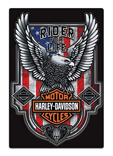Harley-Davidson Rider for Life Embossed Flag Tin Sign, 12 x 18 inches 2012041