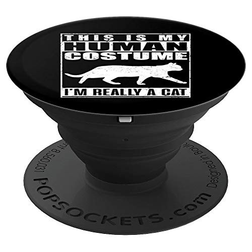 This Is My Human Costume I m Really A Cat Halloween Funny PopSockets Grip and Stand for Phones and Tablets