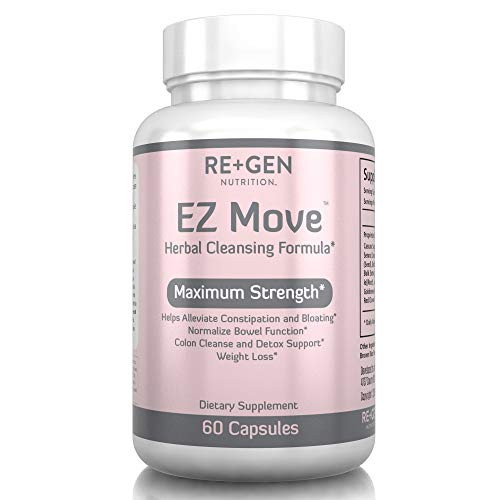 EZ Move Constipation Relief Cleanse for Weight Loss Support Detox and Colon Cleanse Cascara Sagrada Senna Leaf All Natural 60 Capsules EZ Move Constipation Relief Cleanse for Weight Loss Support Detox and Colon Cleanse Cascara Sagrada Senna Leaf All Natural 60 Capsules