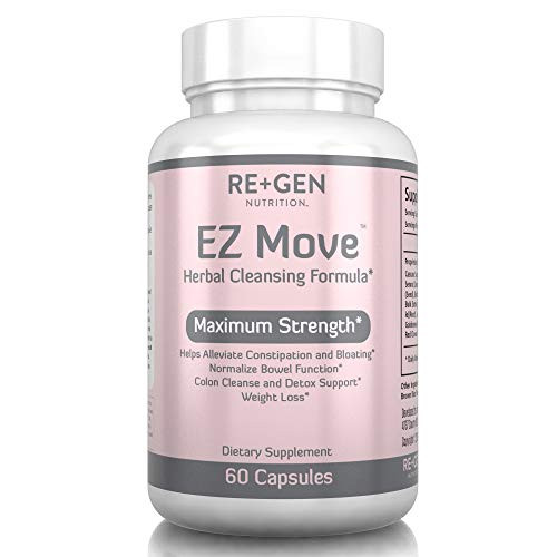 EZ Move Constipation Relief  Cleanse for Weight Loss Support  Detox and Colon Cleanse  Cascara Sagrada  Senna Leaf  All Natural 60 Capsules