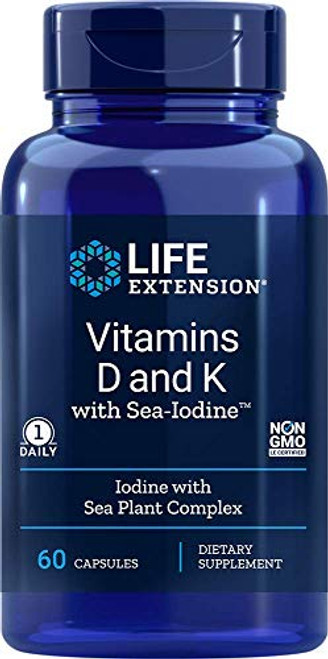 Life Extension Vitamin D and K with Sea Iodine  60 Capsules
