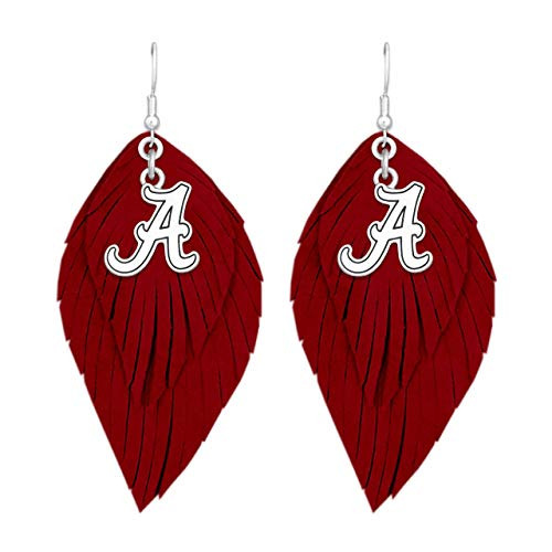 FTH Alabama Crimson Tide Boho Earrings with Crimson Suede