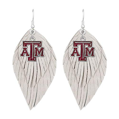 FTH Texas A M Aggies Boho Earrings with White Suede