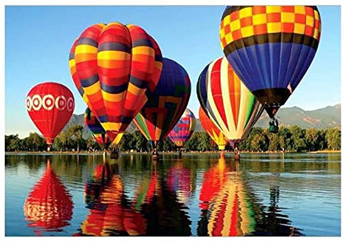 Jigsaw Puzzle  1000 Pieces of Children s Jigsaw Puzzle  Riverside Hot Air Balloon Landscape Jigsaw  DIY Collectibles Modern Home Decoration 27 56 x 19 69 Inches