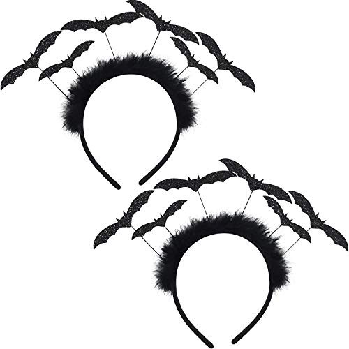 WILLBOND 2 Pieces Halloween Bat Headband Glitter Bat Headbands Halloween Sequin Headband for Halloween Cosplay Party Costume WILLBOND 2 Pieces Halloween Bat Headband Glitter Bat Headbands Halloween Sequin Headband for Halloween Cosplay Party Costume