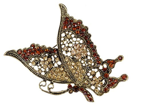 Alilang Brass Tone Red Topaz Crystal Rhinestones Butterfly Flying Bug Brooch Pin Alilang Brass Tone Red Topaz Crystal Rhinestones Butterfly Flying Bug Brooch Pin