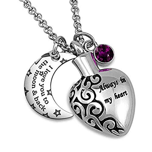 H Y Jewelry Purple Birthstone Urn Necklace for Ashes Cremation Memorial Keepsake Always in My Heart H Y Jewelry Purple Birthstone Urn Necklace for Ashes Cremation Memorial Keepsake Always in My Heart