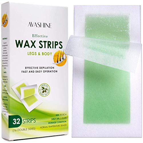 Avashine Wax Strips for Arms  Legs  Underarm Hair  Eyebrow  Bikini  and Brazilian Hair Removal Contains 32 Strips
