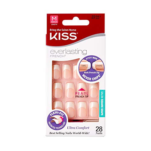 KISS Everlasting French Nail Kit Medium Pearl Tip 28 Nails EF10  3 PACK