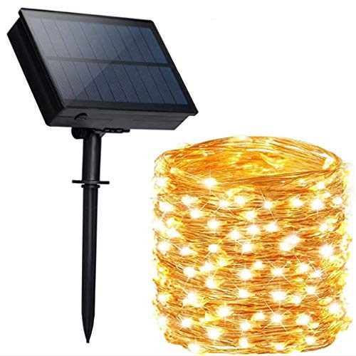 66Ft Solar String Light  200 LED Solar Fairy Light Outdoor  Solar Powered Copper Wire String Lights  8 Lighting Modes Waterproof Fairy Light for Thanksgiving Christmas Party Patio Decor  Warm White