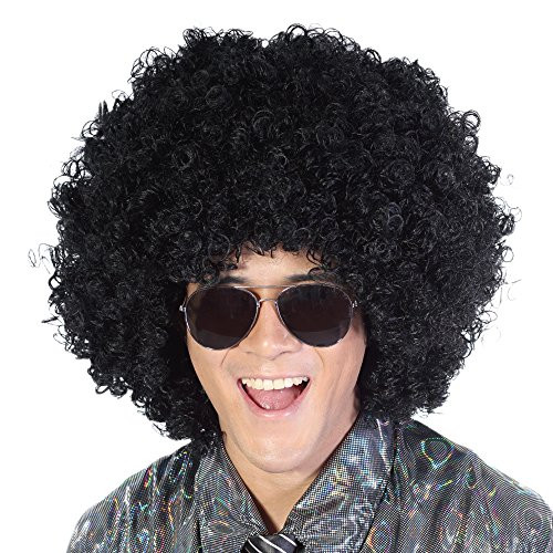 Black Mega Jumbo Afro Wig Large Kinky Fluffy Synthetic Halloween Party Costume Hippie 70s Punk Rocker Cosplay Disco Clown Fancy Funny Wigs