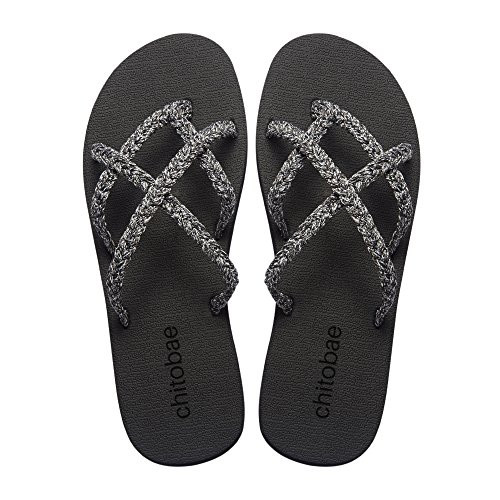 chitobae Flip Flops Sandal for Women Silver Frosting 9 B M  US