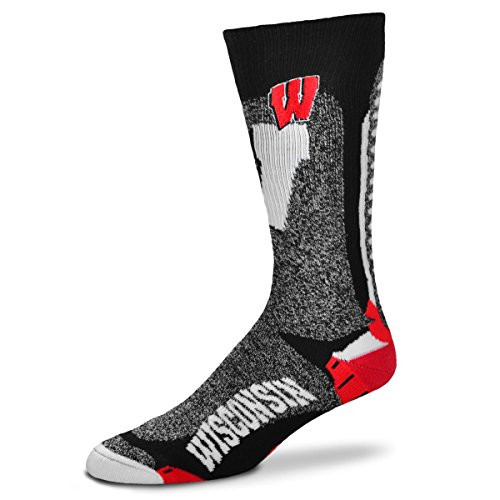 For Bare Feet 2015 NCAA Downtown Socks Wisconsin Badgers Large