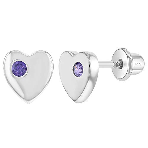 925 Sterling Silver Girls Purple Cubic Zirconia Heart Shaped Screw Back Earrings Infants Toddlers Young Girls Violet Heart Earring Studs for Girls Best Earrings for Any Outfit 925 Sterling Silver Girls Purple Cubic Zirconia Heart Shaped Screw Back Earrings Infants Toddlers Young Girls Violet Heart Earring Studs for Girls Best Earrings for Any Outfit