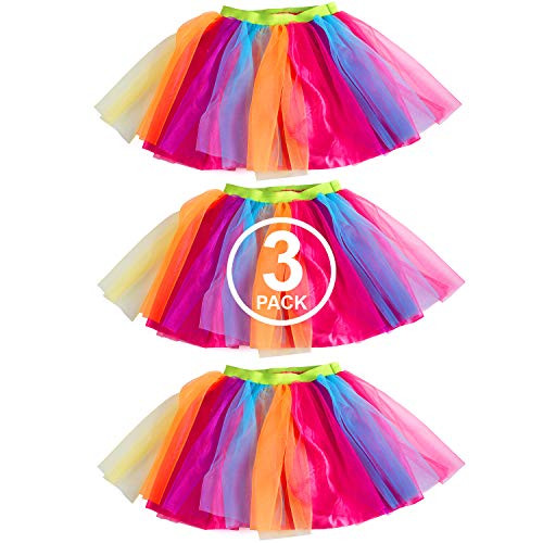 Tigerdoe Rainbow Tutus  3 Pack   Multicolored Tulle Tutu   80s Accessories   80s Clothes for Women   Tutus for Women