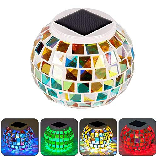 Solar Powered Light  Color Changing Mosaic Solar Light  Waterproof Solar Lawn Lamp Glass Mosaic Ball Light for Garden Party Patio Outdoor Indoor Decorations Gift