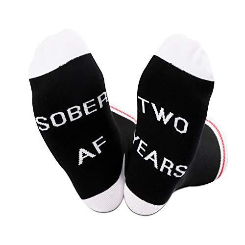 TSOTMO 2 Pairs Sobriety Anniversary Socks Sobriety Gift AA NA Recovery Socks Sober AF Encouragement Gift  Sober 2 Year