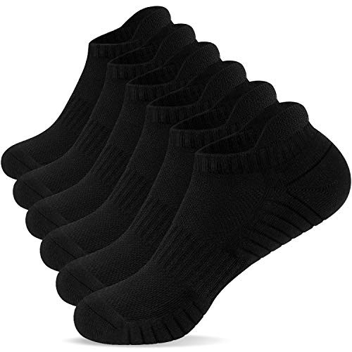 Athletic Black Ankle Socks Low Sports Running Black Socks Arch Support Non Slip Ankle Socks  TANSTC Cushion Heel Tab Thick Cotton Socks Mesh Ventilation Breathable Anti Odor