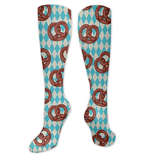 Salty Pretzels On Diamond Compression Socks For Women   Men Funny Novelty Athletic Crew Socks