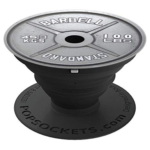 Gray Weight Plate Gym Barbell PopSockets Grip and Stand for Phones and Tablets Gray Weight Plate Gym Barbell PopSockets Grip and Stand for Phones and Tablets