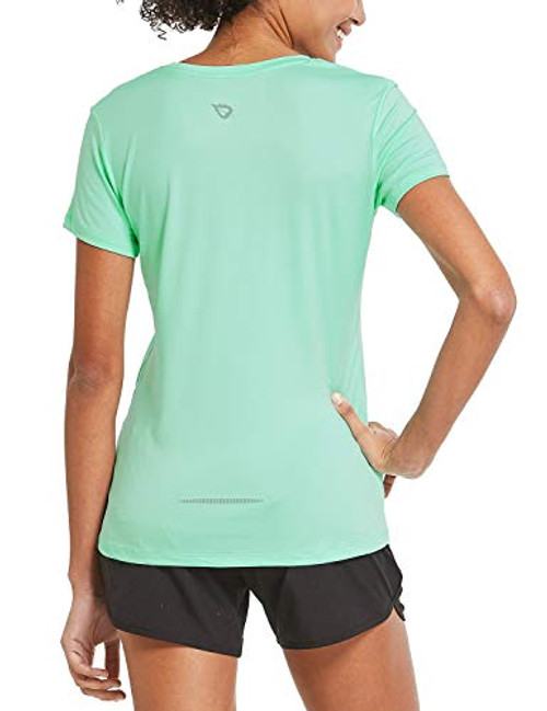 BALEAF Women s Athletic Short Sleeved Sports Running T Shirts Lightweight Quick Dry Workout Yoga Crewneck Tops Aqua Size S