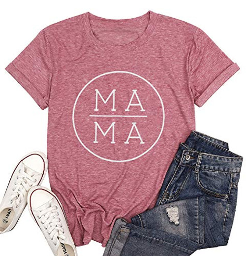 EGELEXY Women s Mama Letter Printed Short Sleeve Graphic Tops Tee for Mother s Day Casual T Shirt Blouse  L  Pink EGELEXY Women s Mama Letter Printed Short Sleeve Graphic Tops Tee for Mother s Day Casual T Shirt Blouse  L  Pink