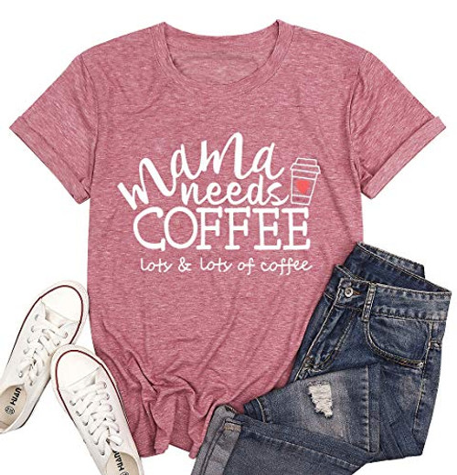 MOUSYA Mama Needs Coffee T Shirt Women Funny Letter Print Mama Shirts Mom Life Tees Tops Blessed Mama T Shirt  Pink  XL MOUSYA Mama Needs Coffee T Shirt Women Funny Letter Print Mama Shirts Mom Life Tees Tops Blessed Mama T Shirt  Pink  XL