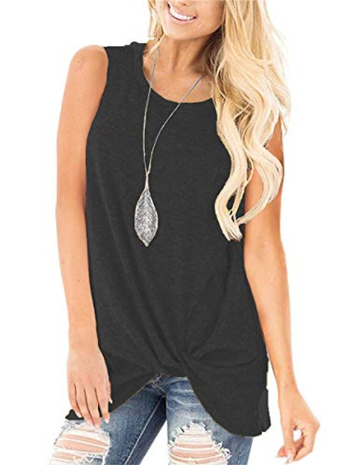 SAMPEEL Ladies Casual Tank Tops Dressy Shirts Womens Summer Clothes Flowy Black M