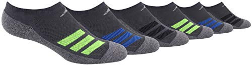 adidas Youth Kids Boy s Girl s Cushioned No Show Socks  6 Pair  Onix  Onix   Light Onix Marl  Signal Green  Solar Green L