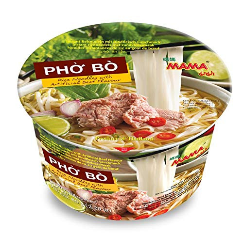 MAMA Pho Bo Instant Beef Soup Bowl Noodle In Vietnamese Style  Silky smooth  Chewy Rice Noodles With Piping Hot Aromatic Soup Mix  6 Bowl Pack  2 29 oz Per Bowl