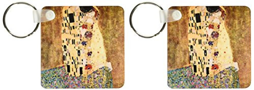3dRose Famous Klimt Painting The Kiss   Key Chains  2 25 x 4 5 inches  set of 2  kc 45030 1