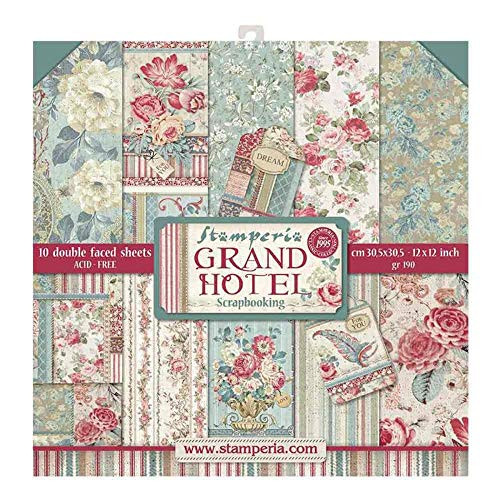 Stamperia International KFT Paper Pad 10 Sheets Double Sided Grand Hotel 30 5 x 30 5 12 x 12 Multicoloured Stamperia International KFT Paper Pad 10 Sheets Double Sided Grand Hotel 30 5 x 30 5 12 x 12 Multicoloured
