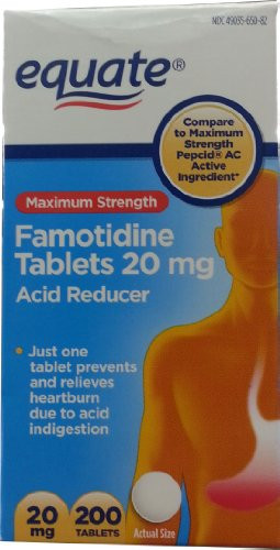 Equate Maximum Strength Acid Reducer Famotidine Tablets  20 Milligram  200 Count