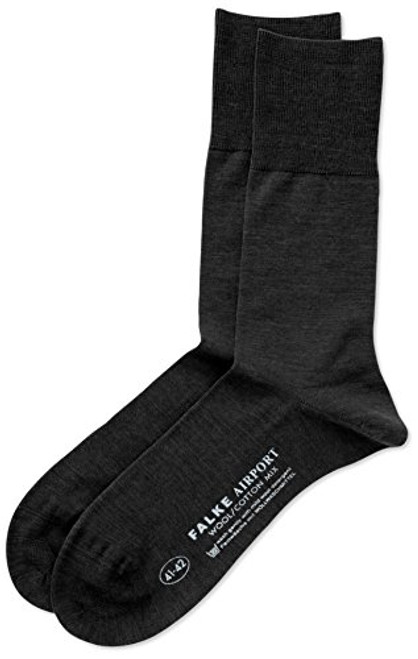 FALKE mens Airport Dress Sock   Merino Wool Cotton Blend  Grey  Anthracite Melange 3080   US 14 15  EU 49 50 ? UK 13 14   1 Pair