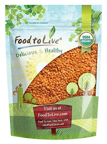 Organic Red Split Lentils by Food to Live  Dry Beans  Non GMO  Kosher  Raw  Masoor Dal  Bulk   1 Pound