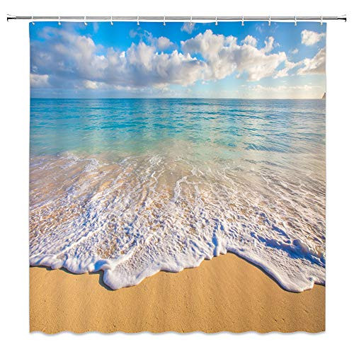 Feierman Ocean Shower Curtain Sunset Decor Blue Sky Beach Bathroom Curtain Decor Machine Washable Mildew Resistant Waterproof with Hooks 70x70Inches